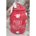 Rae Dunn MERRY CHRISTMAS Red Baby Canister with Flat Lid