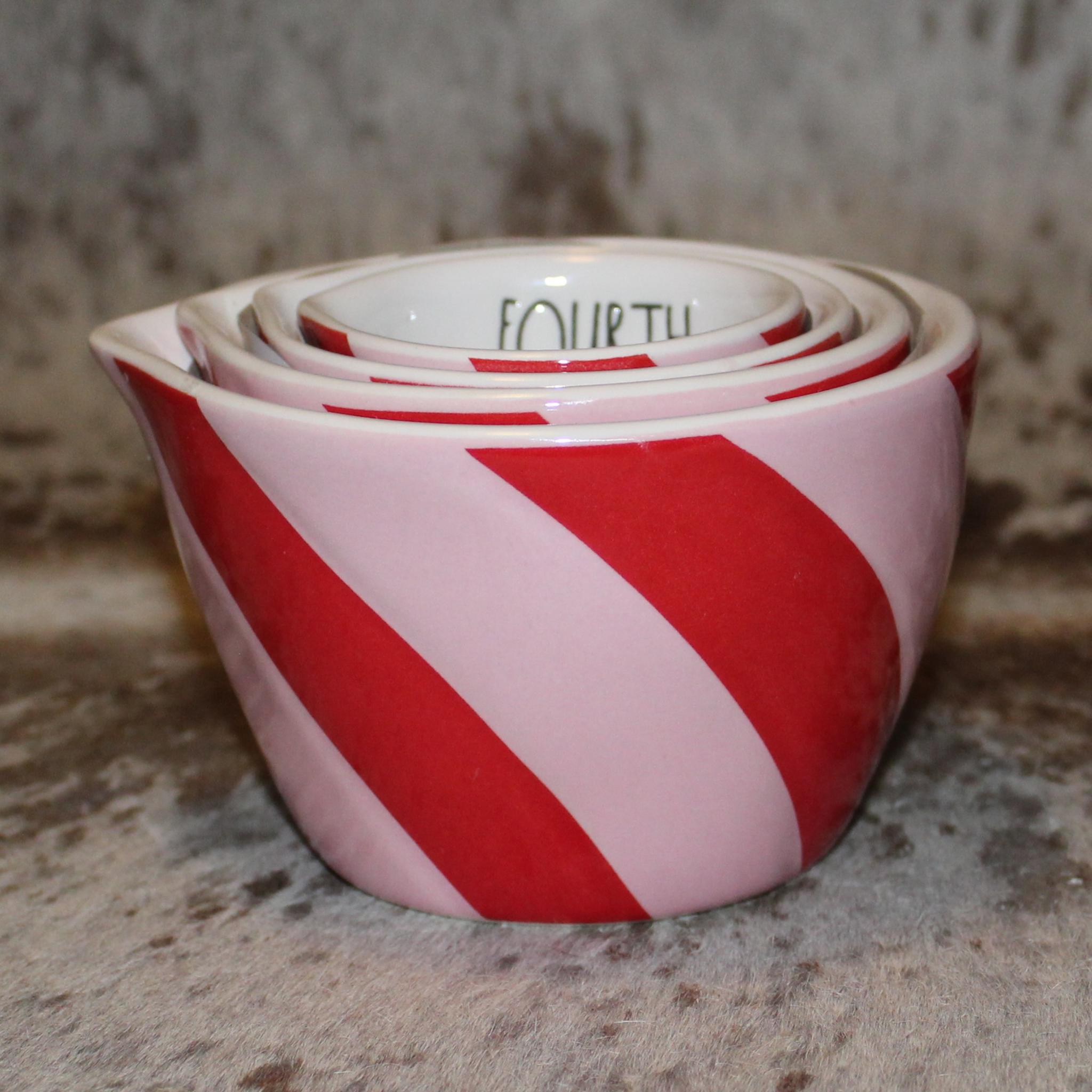 Red and Pink Striped Measuring Cups