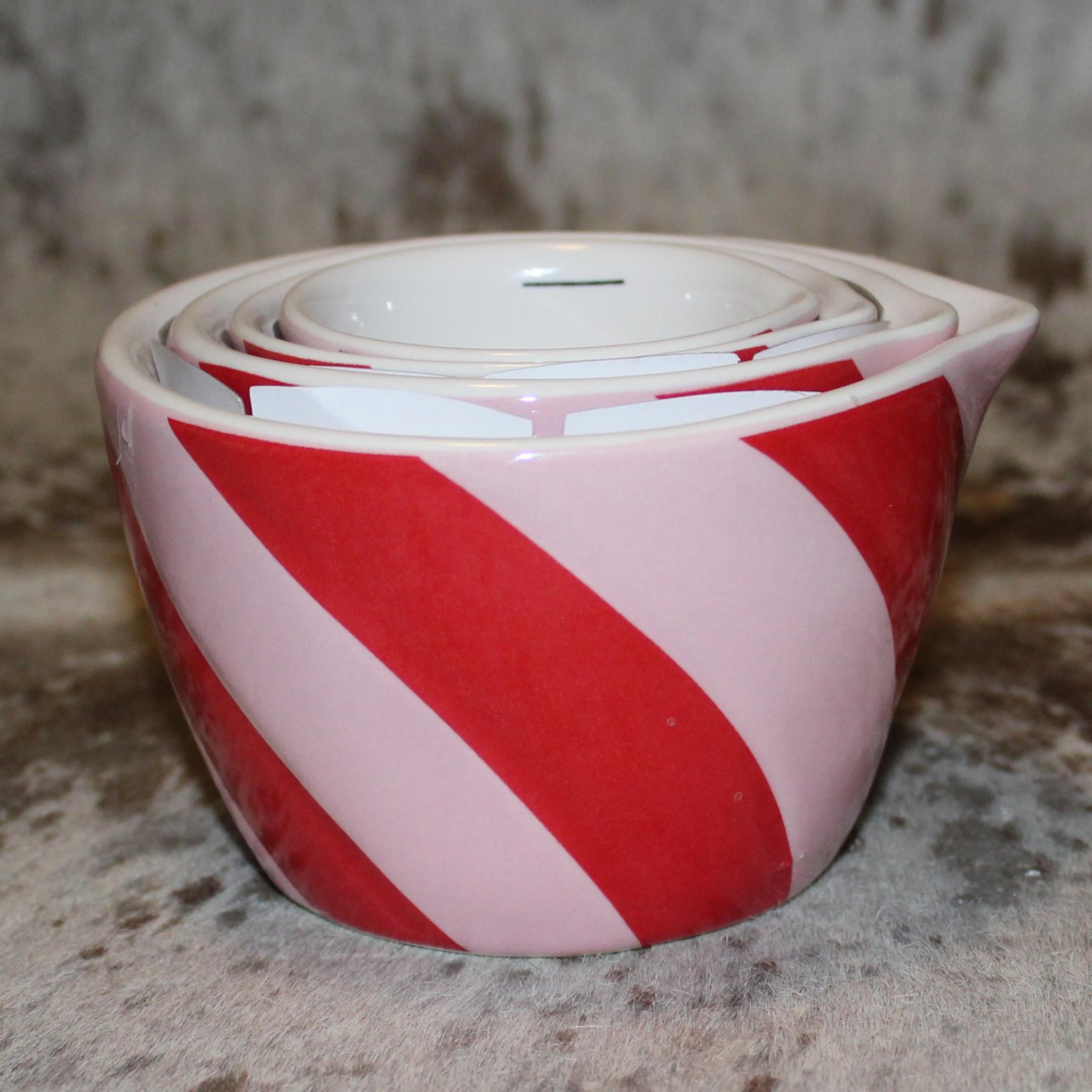 Red and Pink Striped Measuring Cups