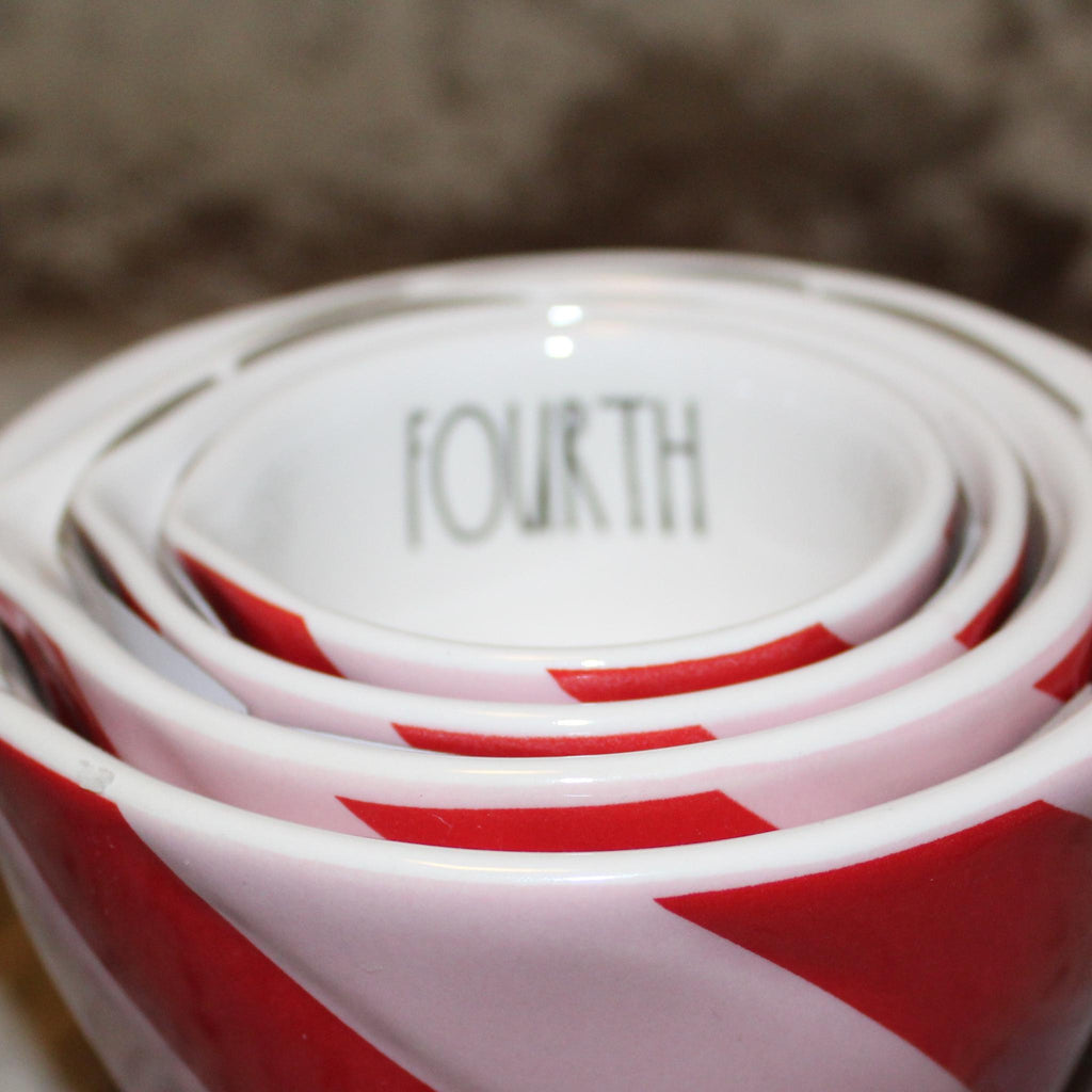 Rae Dunn Red and Pink Striped Measuring Cups