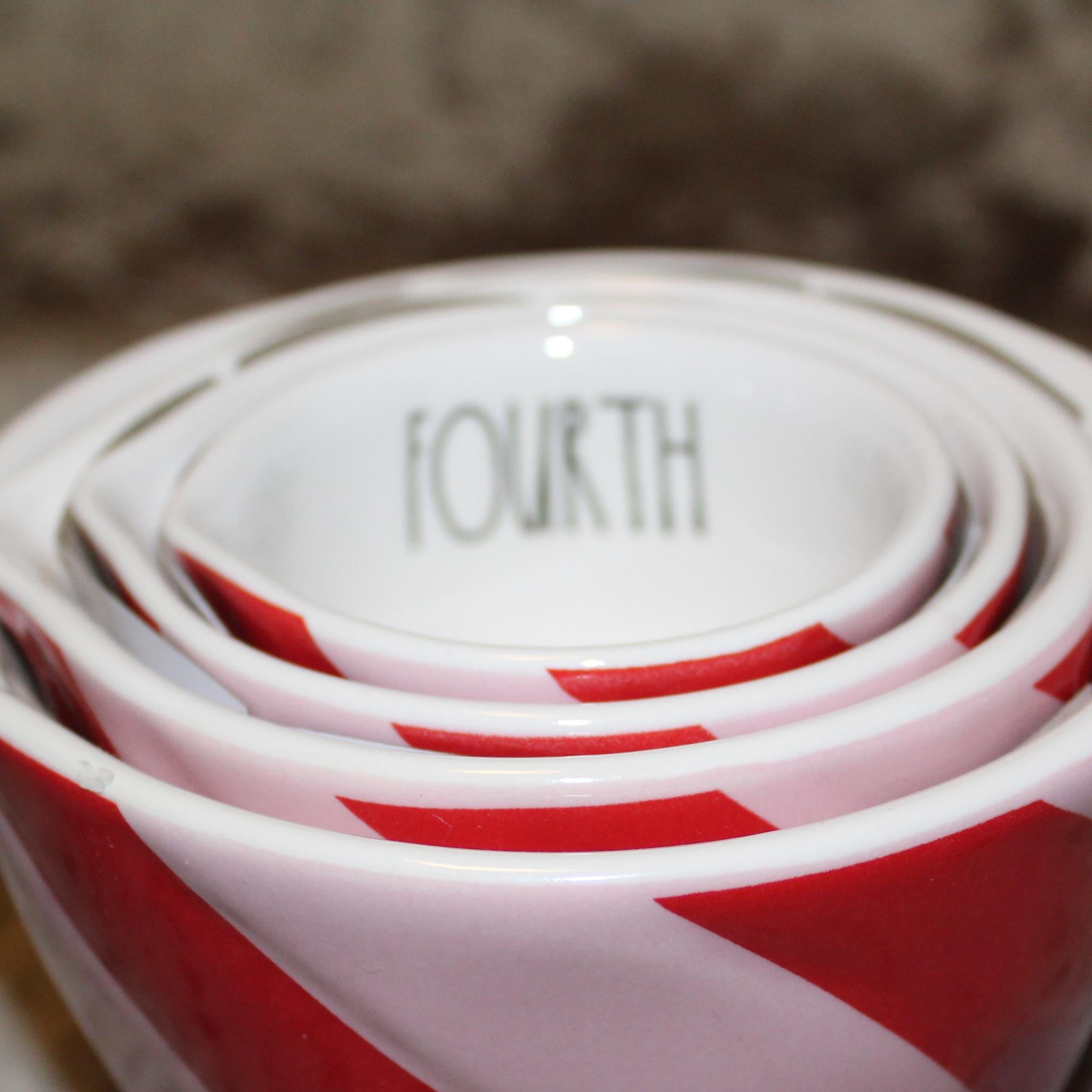 Red and Pink Striped Measuring Cups