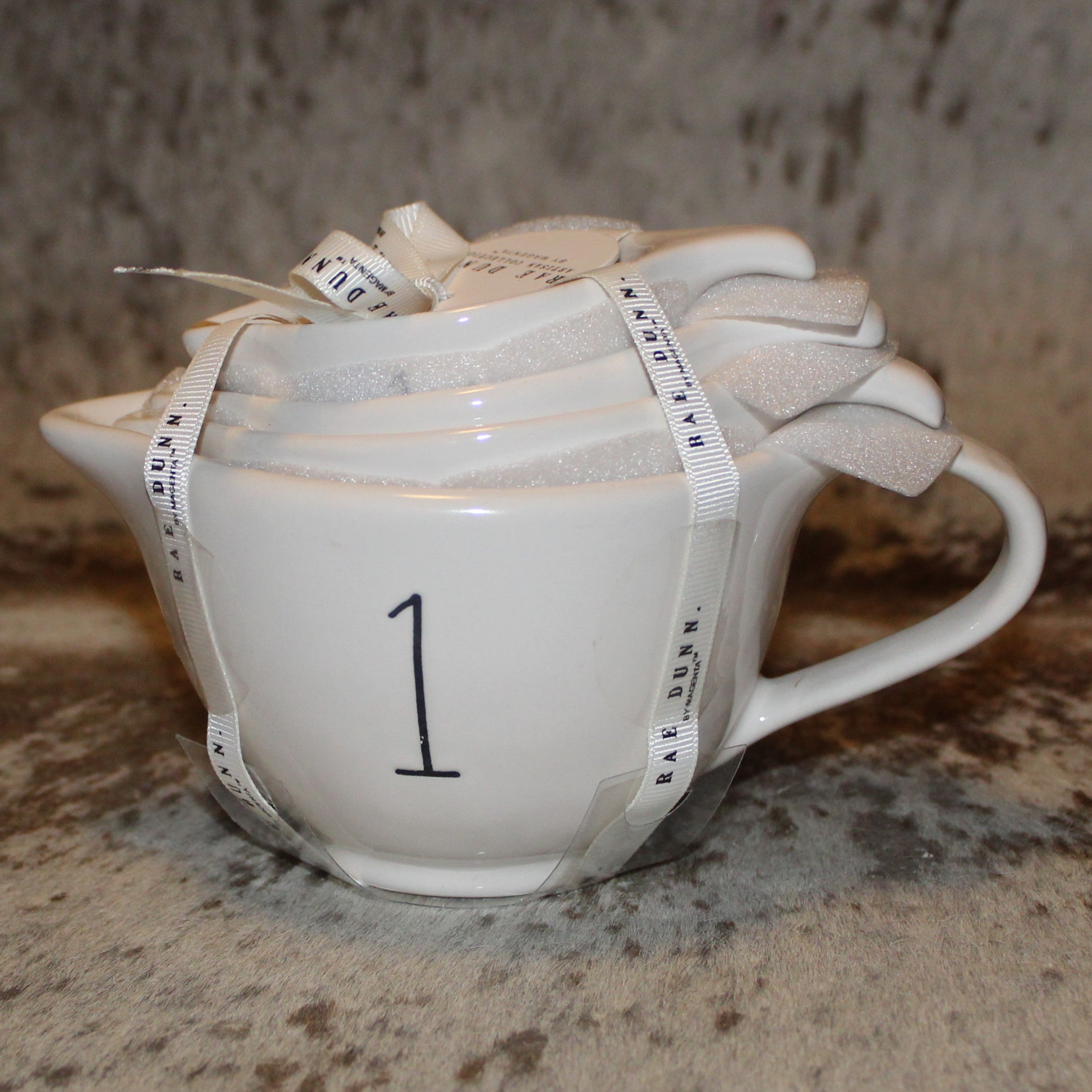 Rae Dunn White Handled With Black Number Measuring Cup Set