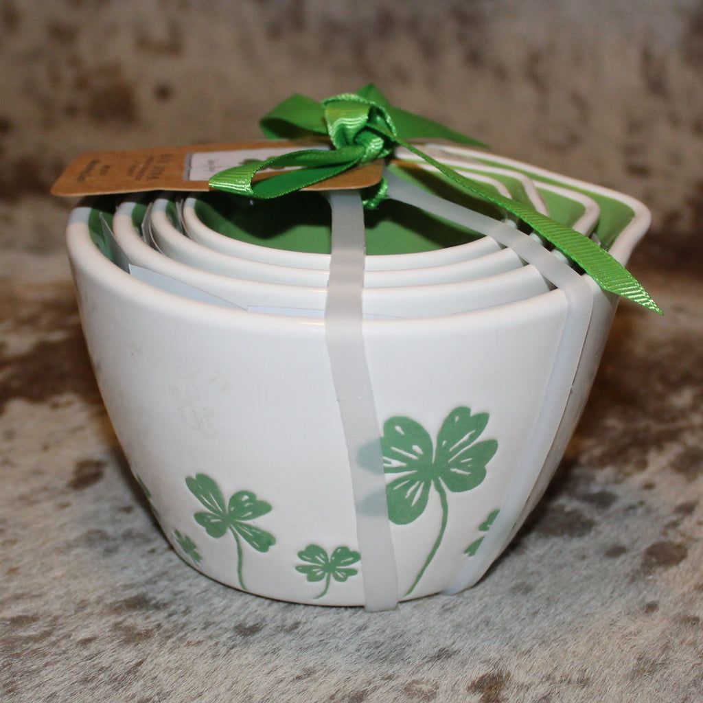 Rae Dunn Shamrock Pattern Measuring Cup Set
