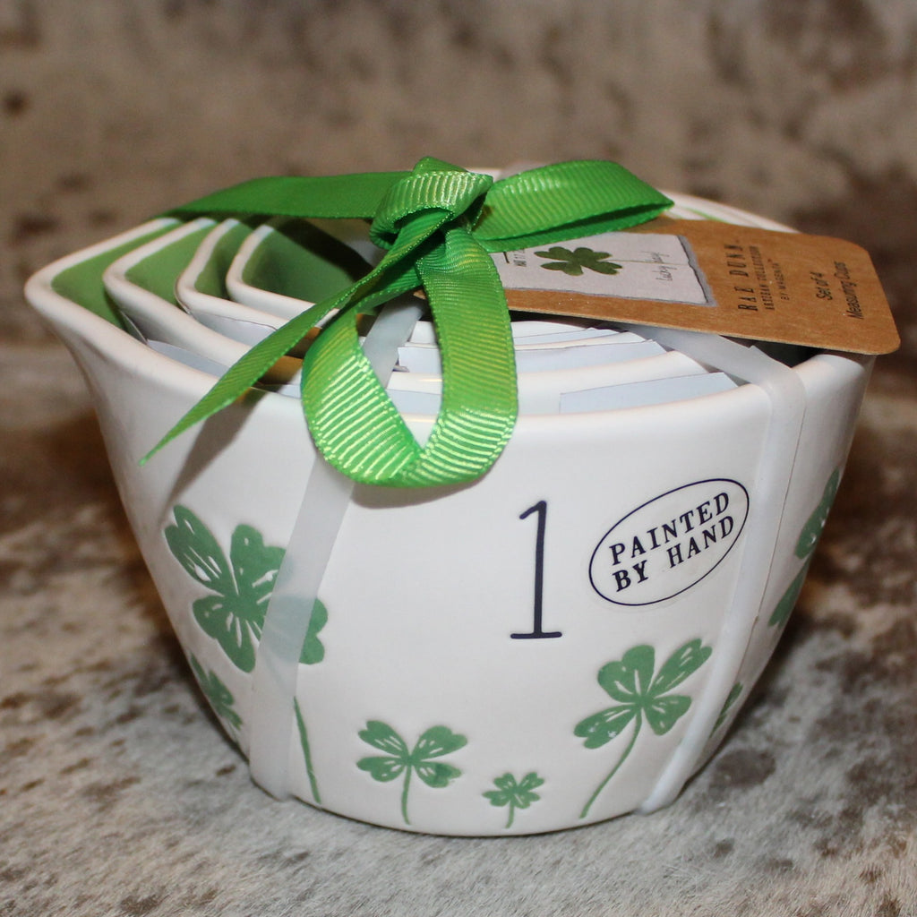 Rae Dunn Shamrock Pattern Measuring Cup Set