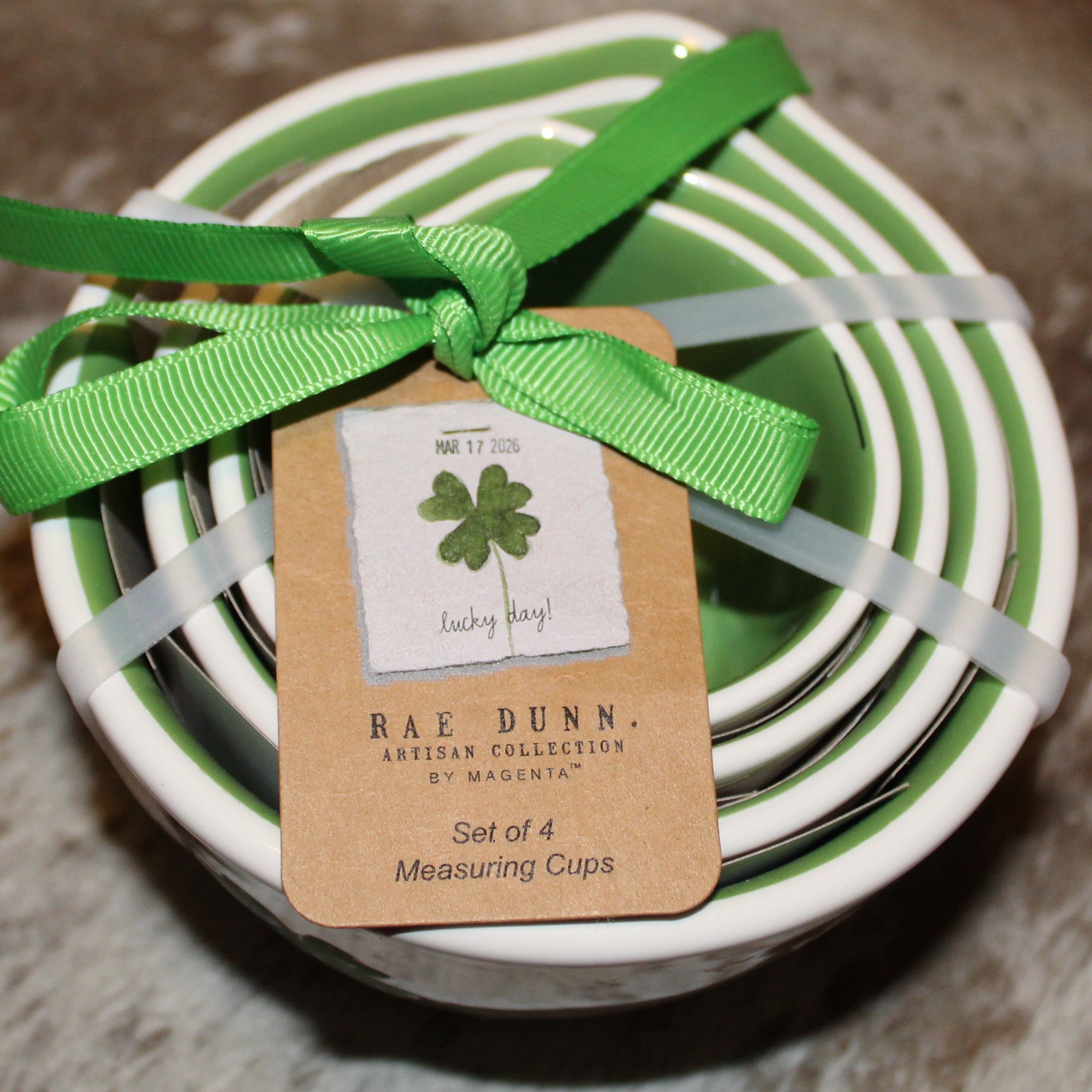Rae Dunn Shamrock Pattern Measuring Cup Set