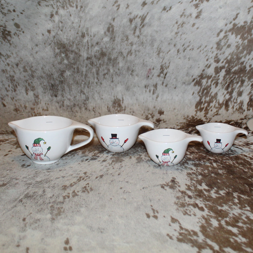 Rae Dunn Snowman White Measuring Cup Set