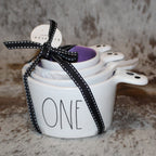 Rae Dunn Ghost Handle White with Purple Inside Halloween Measuring Cup Set