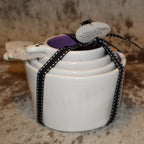Rae Dunn Ghost Handle White with Purple Inside Halloween Measuring Cup Set