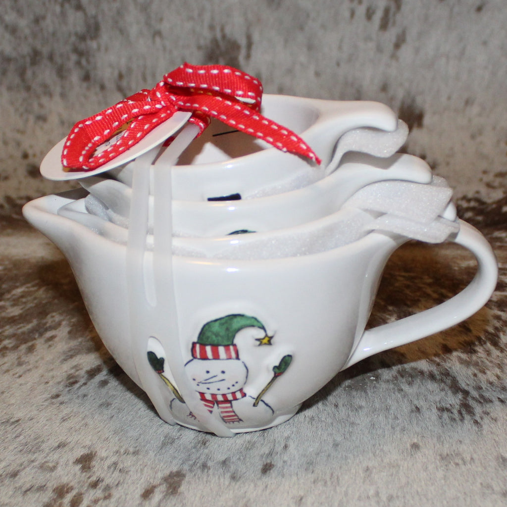 Rae Dunn Snowman White Measuring Cup Set