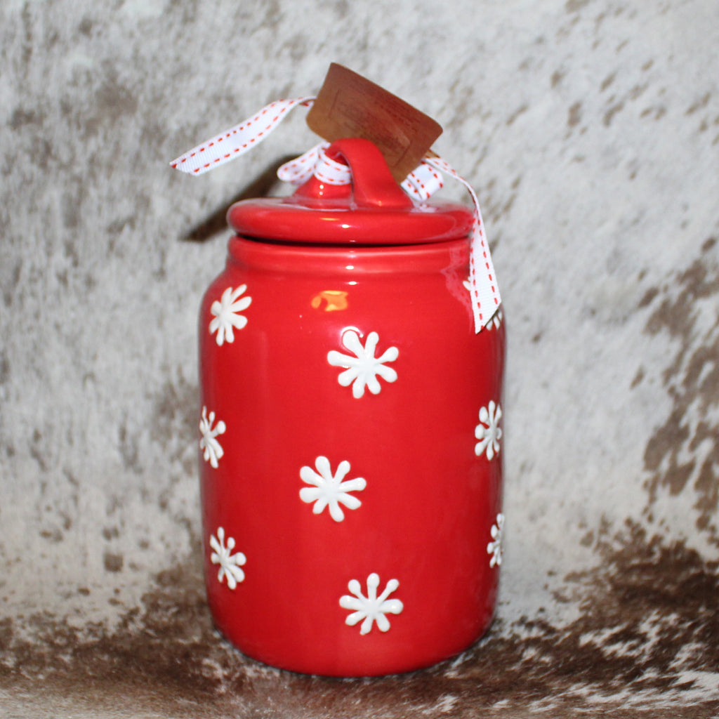 Rae Dunn MERRY CHRISTMAS Red Baby Canister with Flat Lid