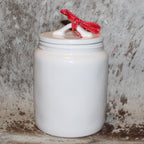 Rae Dunn PEPPERMINT White Large Canister with Flat Lid