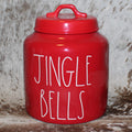 Rae Dunn JINGLE BELLS Red Chubby Canister with Lid