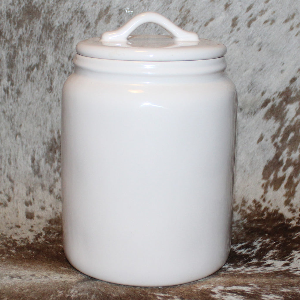 Rae Dunn REINDEER SNACKS White Large Canister with Flat Lid