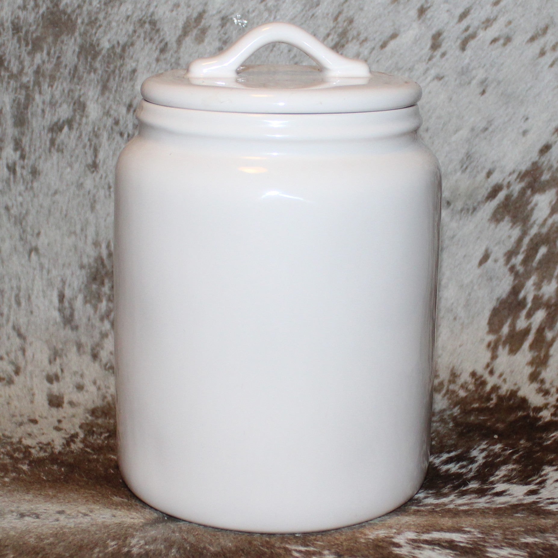 Rae Dunn REINDEER SNACKS White Large Canister with Flat Lid