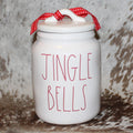Rae Dunn JINGLE BELLS White Baby Canister with Flat Lid