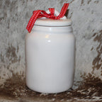 Rae Dunn JINGLE BELLS White Baby Canister with Flat Lid