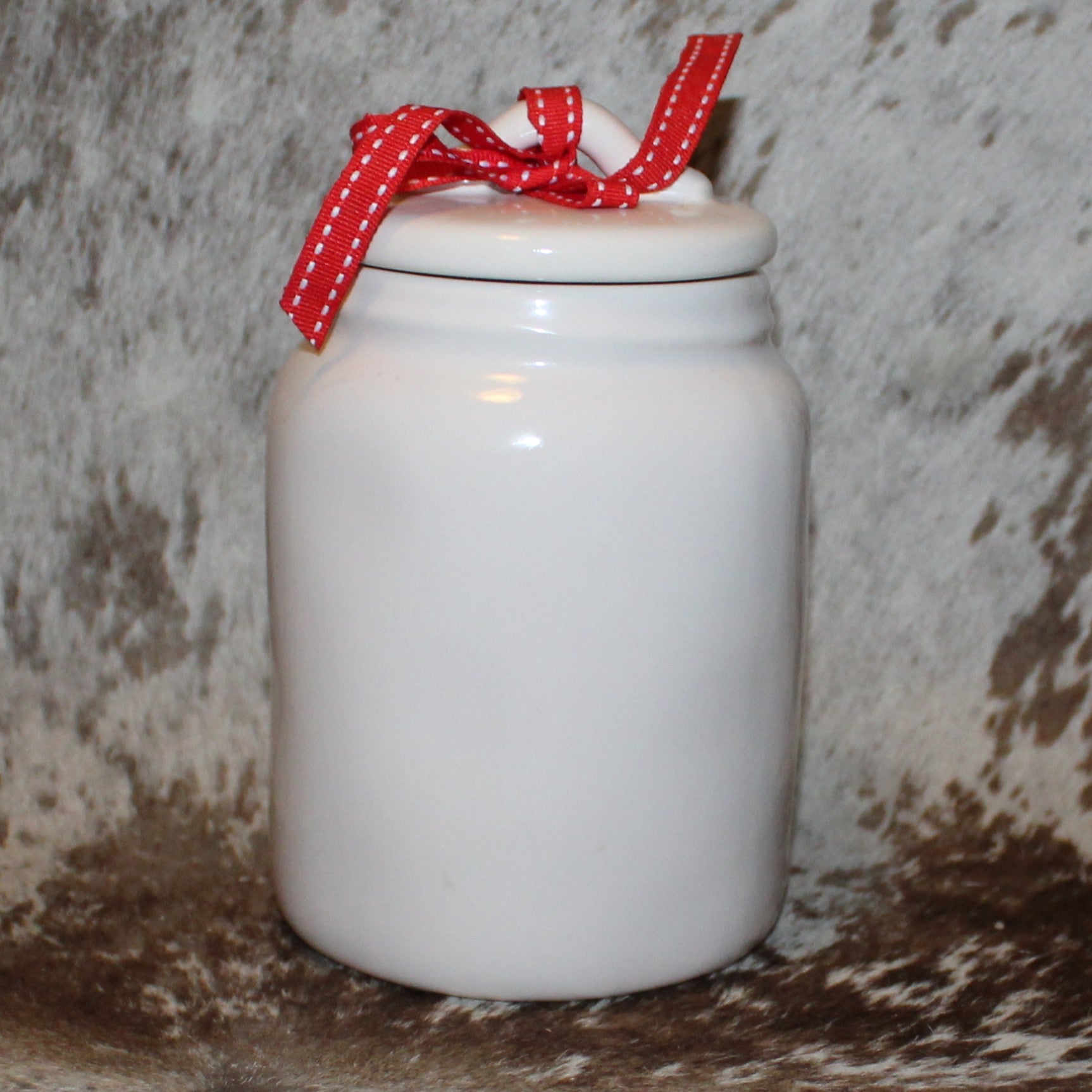 Rae Dunn JINGLE BELLS White Baby Canister with Flat Lid