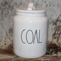 Rae Dunn COAL White Large Canister with Flat Lid