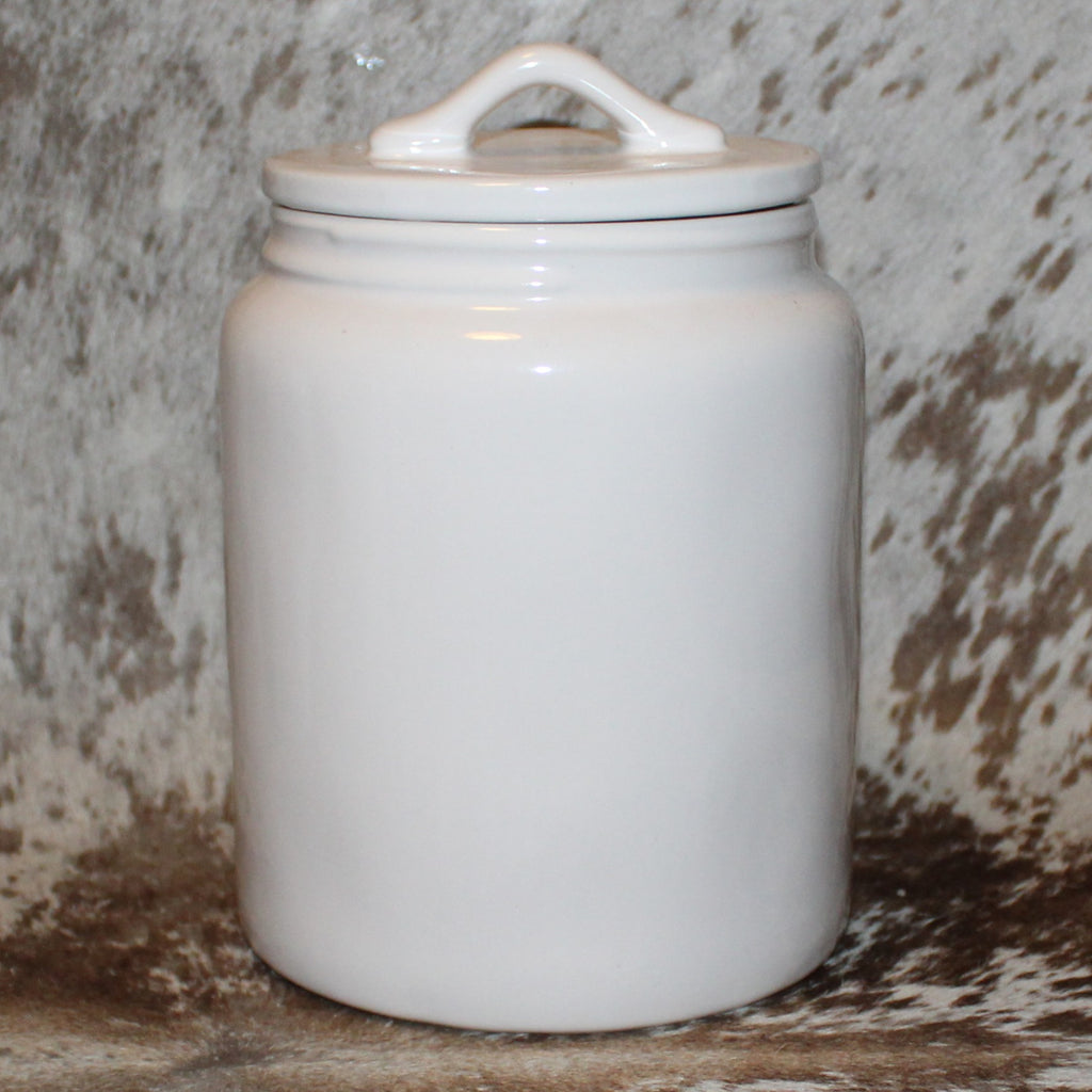 Rae Dunn COAL White Large Canister with Flat Lid