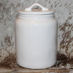 Rae Dunn COAL White Large Canister with Flat Lid