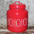 Rae Dunn HO HO HO! Red Chubby Canister with Lid
