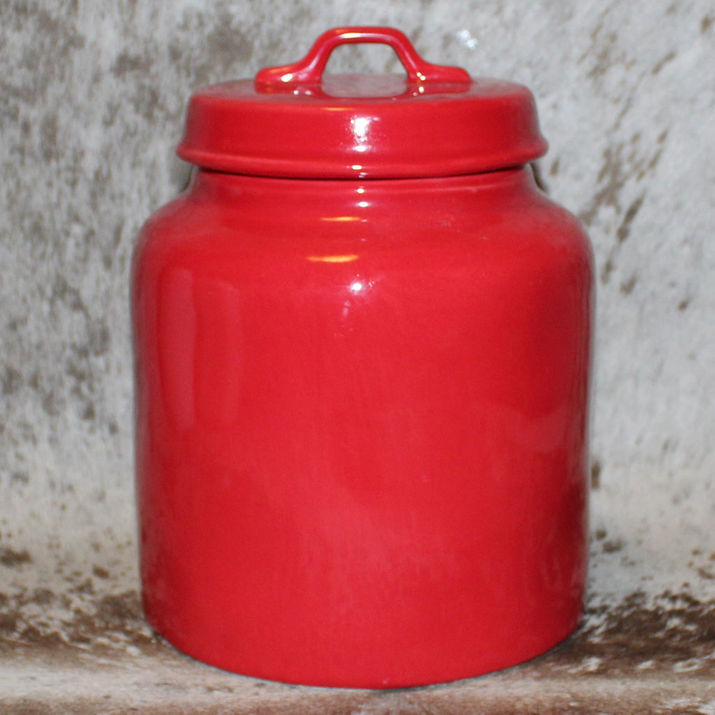 Rae Dunn HO HO HO! Red Chubby Canister with Lid