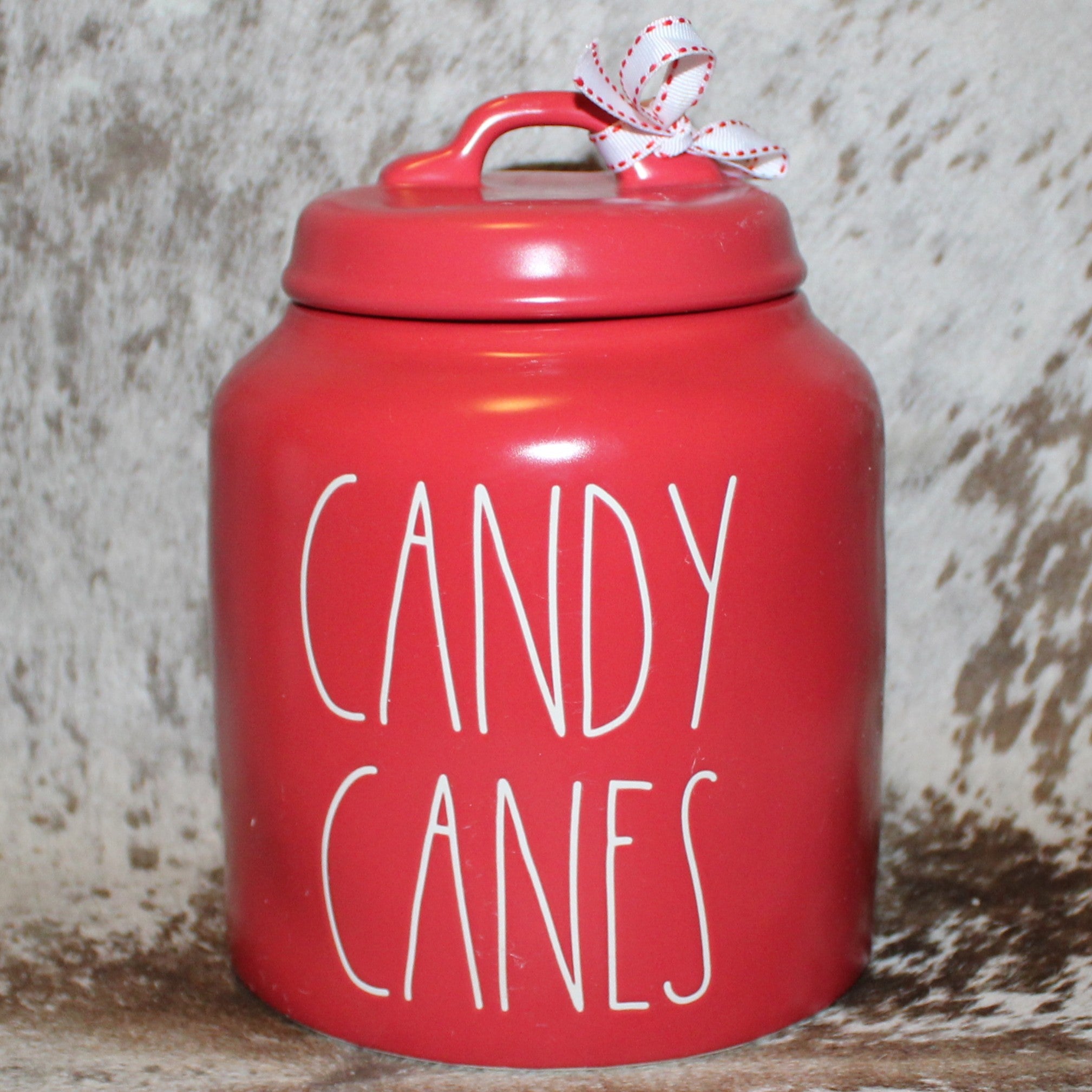 CANDY CANES Red Chubby Canister with Lid
