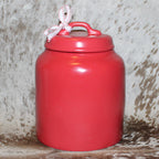 CANDY CANES Red Chubby Canister with Lid