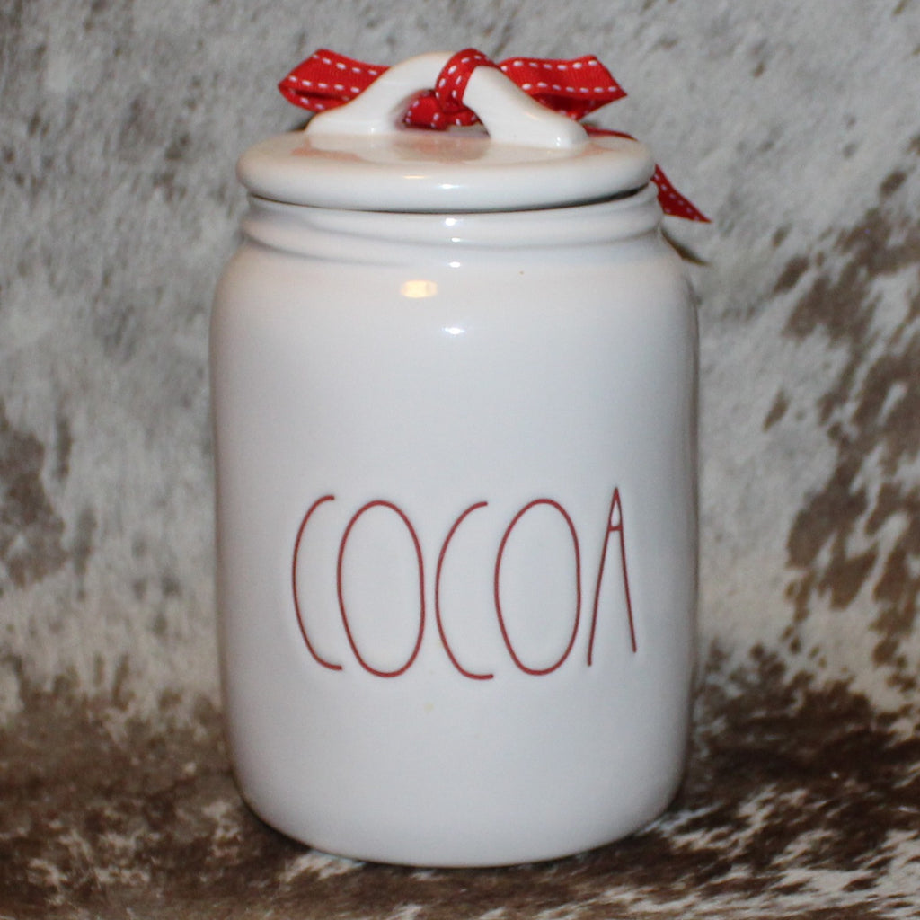 Rae Dunn COCOA White Baby Canister with Flat Lid