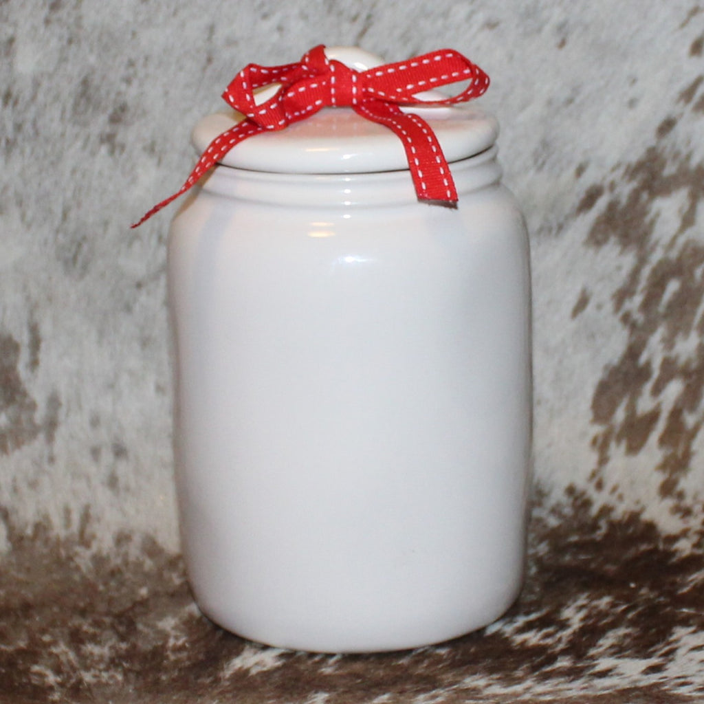Rae Dunn COCOA White Baby Canister with Flat Lid
