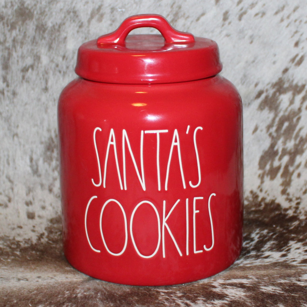 Rae Dunn SANTA'S COOKIES Red Chubby Canister with Lid