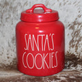 Rae Dunn SANTA'S COOKIES Red Chubby Canister with Lid