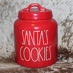 Rae Dunn SANTA'S COOKIES Red Chubby Canister with Lid