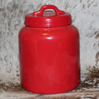 Rae Dunn SANTA'S COOKIES Red Chubby Canister with Lid
