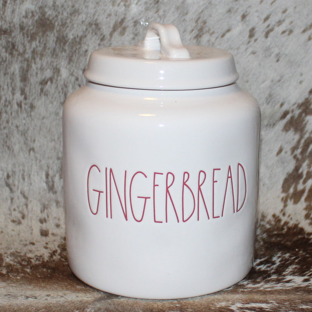 Rae Dunn GINGERBREAD White Chubby Canister with Lid