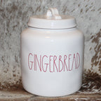 Rae Dunn GINGERBREAD White Chubby Canister with Lid