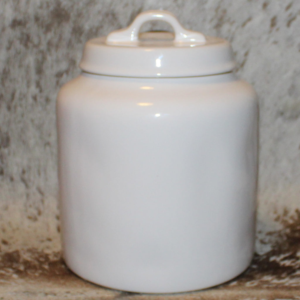 Rae Dunn GINGERBREAD White Chubby Canister with Lid