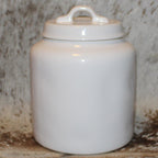 Rae Dunn GINGERBREAD White Chubby Canister with Lid