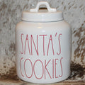 Rae Dunn SANTA'S COOKIES White Chubby Canister with Lid