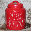 Rae Dunn MERRY CHRISTMAS Red Chubby Canister with Lid