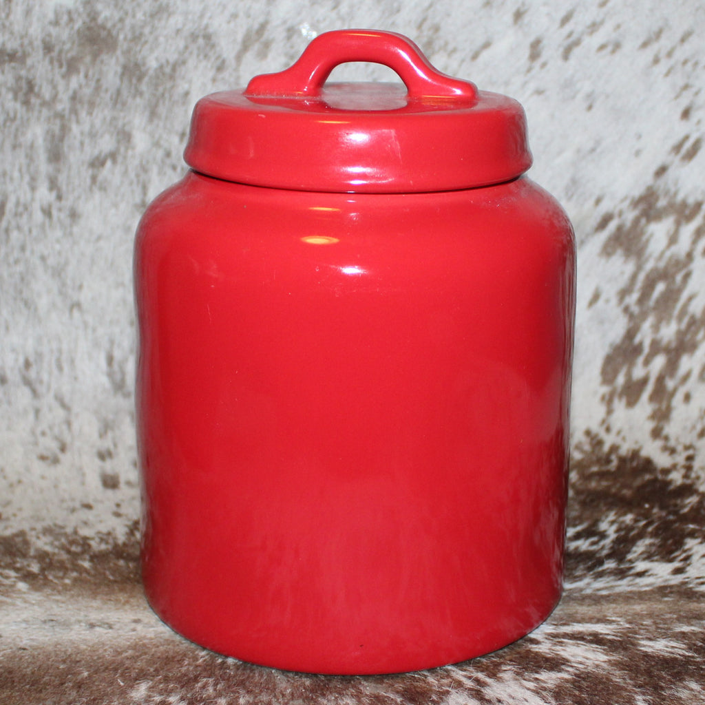 Rae Dunn MERRY CHRISTMAS Red Chubby Canister with Lid