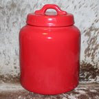 Rae Dunn MERRY CHRISTMAS Red Chubby Canister with Lid