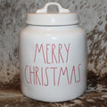 Rae Dunn MERRY CHRISTMAS White Chubby Canister with Lid