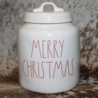 Rae Dunn MERRY CHRISTMAS White Chubby Canister with Lid