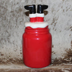 Rae Dunn COOKIES FOR SANTA Red Baby Canister with Santa's Feet Topper