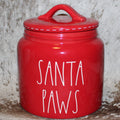 Rae Dunn SANTA PAWS Red Small Chubby Canister with Flat Lid