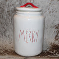 Rae Dunn MERRY White Extra Large Canister with Flat Lid
