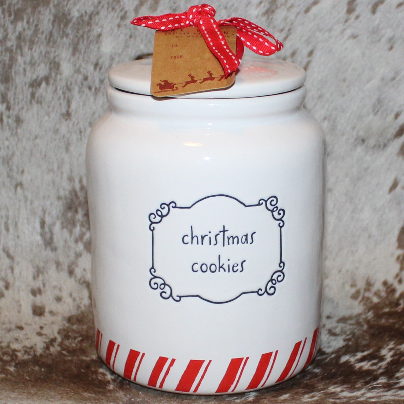 Rae Dunn christmas cookies White Small Canister with Flat Lid