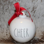 Rae Dunn CHEER White Large Christmas Ball