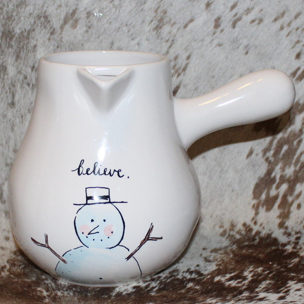 Rae Dunn believe White with Snowman Hot Cocoa Pot